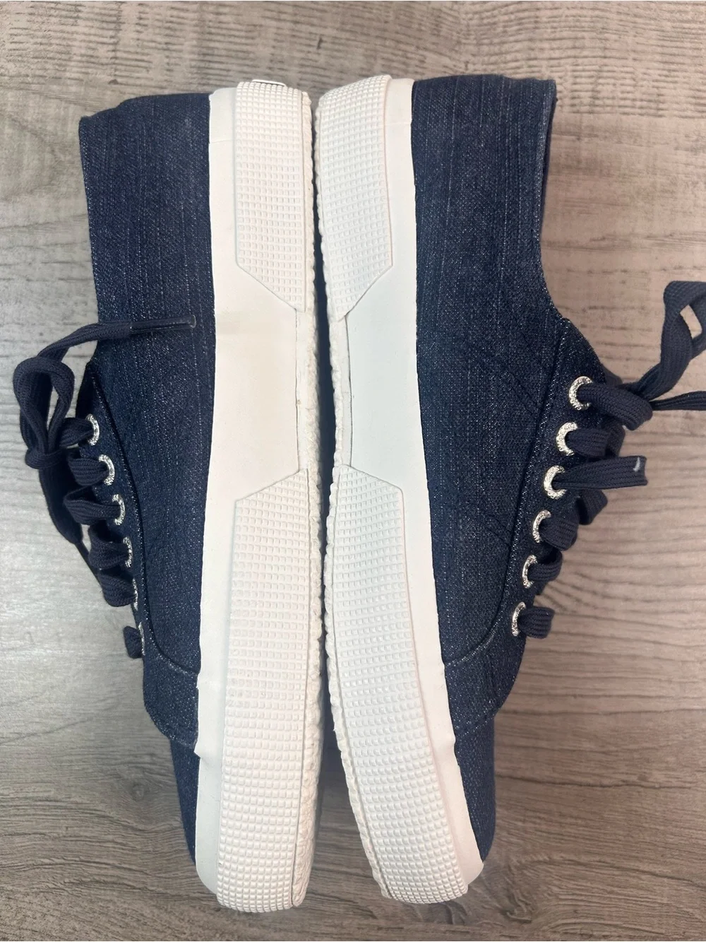 Superga Navy Canvas Classic Lace-Up Sneakers Women’s Size 8(39)